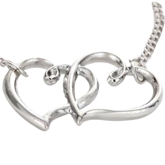 Silver Intertwined Double Heart Anklet - Picture 4 of 5